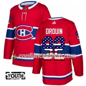 Adidas Maillot de Hockey Montreal Canadiens Jonathan Drouin 92 2017-2018 Rouge USA Flag Fashion Authentic - Enfant